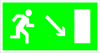 E07 направление к эвакуационному выходу направо вниз (пленка, 300х150 мм) - Знаки безопасности - Эвакуационные знаки - ohrana.inoy.org