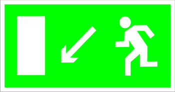 E08 направление к эвакуационному выходу налево вниз (пленка, 300х150 мм) - Знаки безопасности - Эвакуационные знаки - ohrana.inoy.org